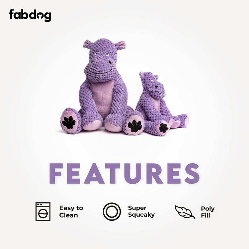 fabdog Floppies Plush Dog Toy - Cute & Durable Squeaky Dog Toys - Squeak Toy for Puppies and All Breeds | Ideal Pet Gift| Small Hippo - Image 3